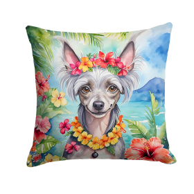 Chinese Crested Luau Throw Pillow