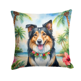 Collie Luau Throw Pillow