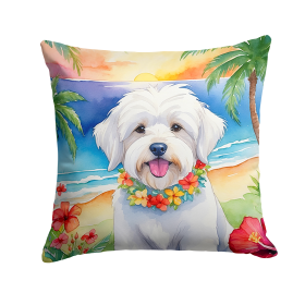 Coton de Tulear Luau Throw Pillow
