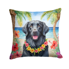Flat-Coated Retriever Luau Throw Pillow