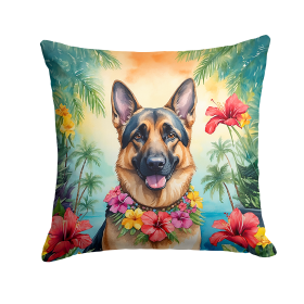 German Shepherd Luau Throw Pillow