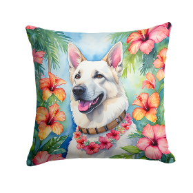 White German Shepherd Luau Throw Pillow