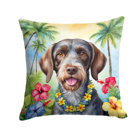German Wirehaired Pointer Luau Throw Pillow
