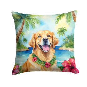 Golden Retriever Luau Throw Pillow