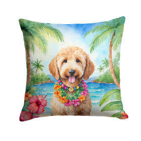 Goldendoodle Luau Throw Pillow