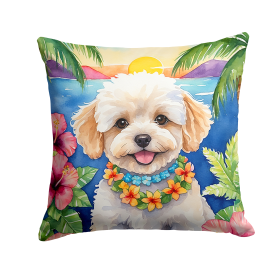 Maltipoo Luau Throw Pillow