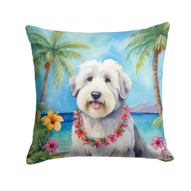 Old English Sheepdog Luau Throw Pillow
