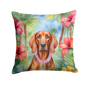 Redbone Coonhound Luau Throw Pillow