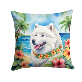Samoyed Luau Throw Pillow