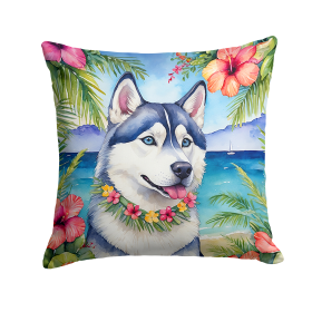 Siberian Husky Luau Throw Pillow