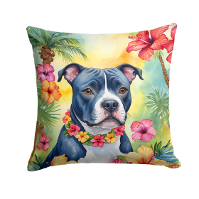 Staffordshire Bull Terrier Luau Throw Pillow