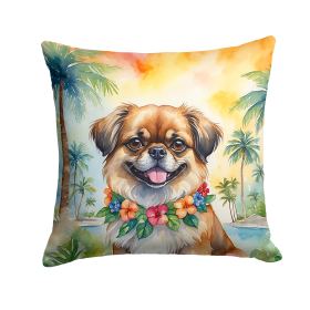Tibetan Spaniel Luau Throw Pillow