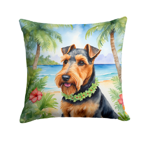 Welsh Terrier Luau Throw Pillow