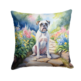 White Boxer Spring Path Throw Pillow