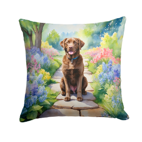 Chesapeake Bay Retriever Spring Path Throw Pillow