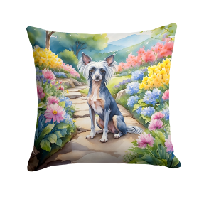 Chinese Crested Spring Path Throw Pillow