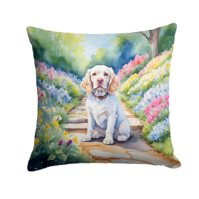 Clumber Spaniel Spring Path Throw Pillow