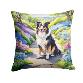 Collie Spring Path Throw Pillow