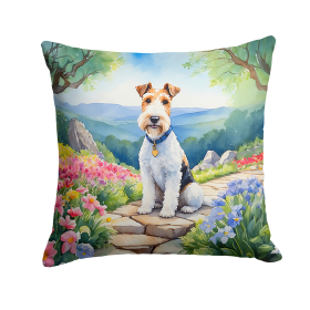 Fox Terrier Spring Path Throw Pillow