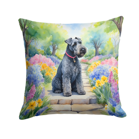 Kerry Blue Terrier Spring Path Throw Pillow