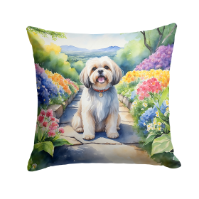 Lhasa Apso Spring Path Throw Pillow