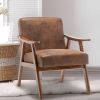 Mid-Century Modern Chair, Living Room Chair with Solid Wood Frame, Accent Chair Extra-Thick Backrest, Wingback Chair for Bedroom, Reading Room, Living