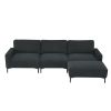 [VIDEO provided] [New] 103.5*59" Modern L-shaped Sectional Sofa, 4-seat Velvet Fabric Couch Set with Convertible Ottoman,Freely Combinable Sofa for Li