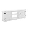 Modern Farmhouse TV Media Stand, Large Barn Inspired Home Entertainment Console, for TV Up to 70'', with Open Shelves and Closed Cabinets, White, 64.8