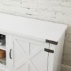 Modern Farmhouse TV Media Stand, Large Barn Inspired Home Entertainment Console, for TV Up to 70'', with Open Shelves and Closed Cabinets, White, 64.8