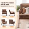 Mid-Century Modern Chair, Living Room Chair with Solid Wood Frame, Accent Chair Extra-Thick Backrest, Wingback Chair for Bedroom, Reading Room, Living