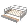 Full Size Daybed Wood Bed with Two Drawers,Gray