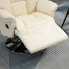 Manual Recliner Chair for Adults, Adjustable Swivel Recliner with Footrest, Padded Arms, PU Leather Upholstery and Steel Base for Living Room, Cream W