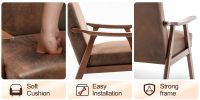 Mid-Century Modern Chair, Living Room Chair with Solid Wood Frame, Accent Chair Extra-Thick Backrest, Wingback Chair for Bedroom, Reading Room, Living
