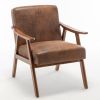 Mid-Century Modern Chair, Living Room Chair with Solid Wood Frame, Accent Chair Extra-Thick Backrest, Wingback Chair for Bedroom, Reading Room, Living