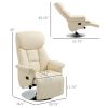 Manual Recliner Chair for Adults, Adjustable Swivel Recliner with Footrest, Padded Arms, PU Leather Upholstery and Steel Base for Living Room, Cream W
