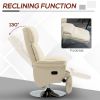 Manual Recliner Chair for Adults, Adjustable Swivel Recliner with Footrest, Padded Arms, PU Leather Upholstery and Steel Base for Living Room, Cream W