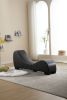 Factory Direct Yoga Chaise Lounge Collection for Stretching & Relaxation Modern Faux Leather Curved Sofa, Modern Faux Leather Curved Sofa, Living Room