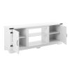 Modern Farmhouse TV Media Stand, Large Barn Inspired Home Entertainment Console, for TV Up to 70'', with Open Shelves and Closed Cabinets, White, 64.8