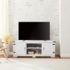 Modern Farmhouse TV Media Stand, Large Barn Inspired Home Entertainment Console, for TV Up to 70'', with Open Shelves and Closed Cabinets, White, 64.8