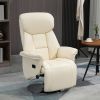 Manual Recliner Chair for Adults, Adjustable Swivel Recliner with Footrest, Padded Arms, PU Leather Upholstery and Steel Base for Living Room, Cream W