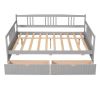 Full Size Daybed Wood Bed with Two Drawers,Gray