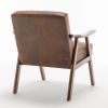Mid-Century Modern Chair, Living Room Chair with Solid Wood Frame, Accent Chair Extra-Thick Backrest, Wingback Chair for Bedroom, Reading Room, Living