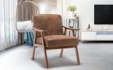 Mid-Century Modern Chair, Living Room Chair with Solid Wood Frame, Accent Chair Extra-Thick Backrest, Wingback Chair for Bedroom, Reading Room, Living