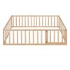 Full Size Wood Daybed Frame with Fence, Natural