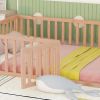 Full Size Wood Daybed Frame with Fence, Natural