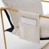 2 Sets 1 Case, Upholstered Hanging Armchair with Arm PocketsMetal frame, gold-plated craftsmanship, crushed foam cushions and skin-friendly woven fabr