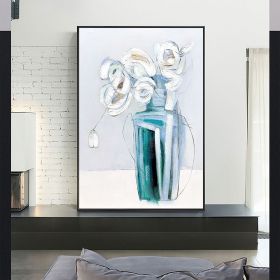 Hand Painted Oil Painting Minimalism Abstract Floral Oil On Canvas Large Original Floral Scenery Acrylic Modern Painting Wall Art Living Room Decor (Style: 1, size: 90x120cm)
